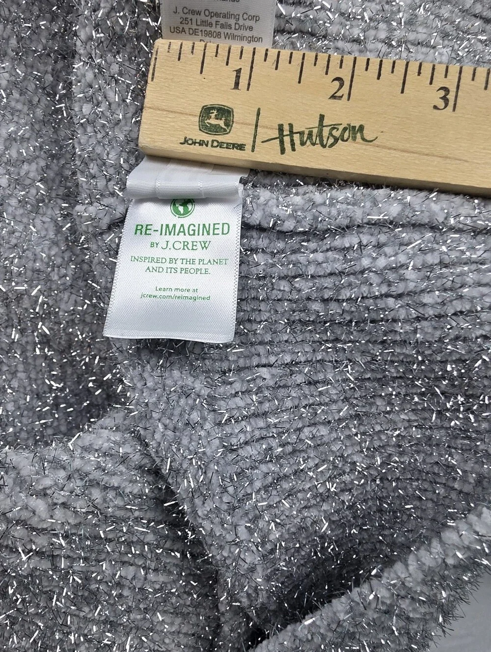 J. Crew Silver Metallic Tinsel Crewneck Sweater Women's Size Large